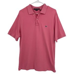 Vineyard Vines Mens Pink Short Sleeve Whale Logo Pique Polo Shirt Size M